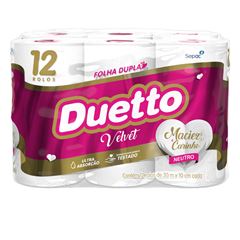PAPEL HIGIENICO DUETTO VELVET FOLHA DUPLA 12X30METROS